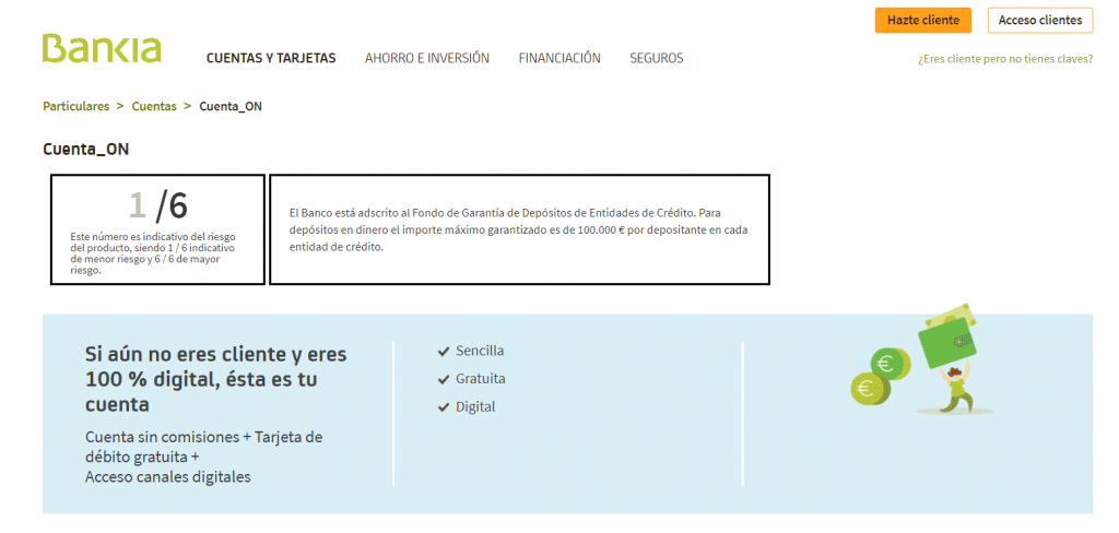 Cuenta sin nómina On de Bankia