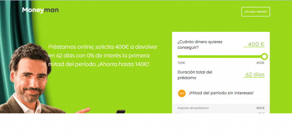 Con los microcréditos de Moneyman puedes onbtener hasta 400 euros.
