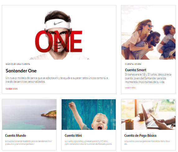 Catálogo de cuentas que ofrece el Santander