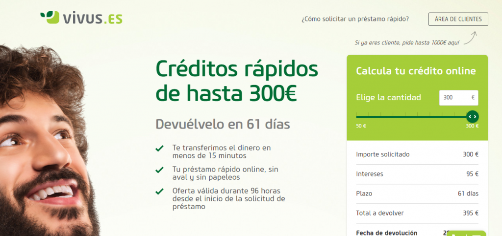 Vivus presta desde 50 hasta 1.000 euros.