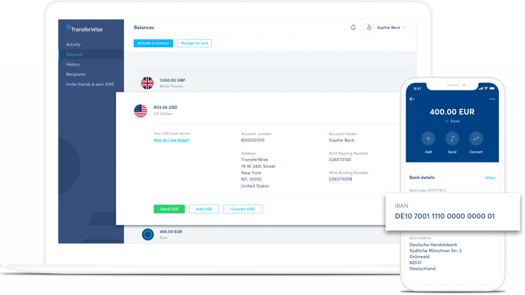 La aplicación móvil de TransferWise permite hacer movimientos.