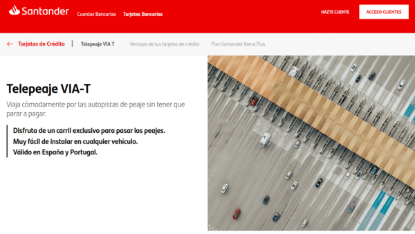 Tarjeta Vía T de Banco Santander