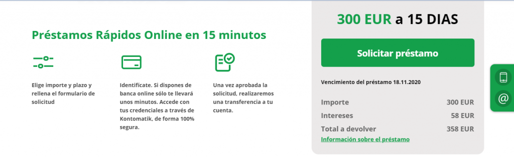 Microcréditos de hasta 1.000 euros en menos de 24 horas.