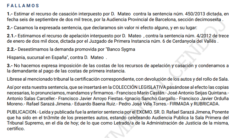 Sentencias del Tribunal Supremo ante del abuso de los Microcréditos