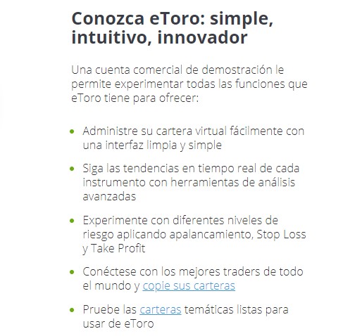Cuenta demo para invertir en forex con eToro