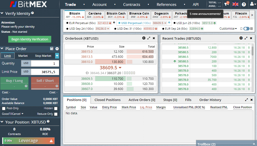 Plataforma de Bitmex