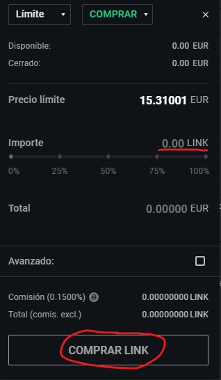 Comprar LINK en Bitpanda