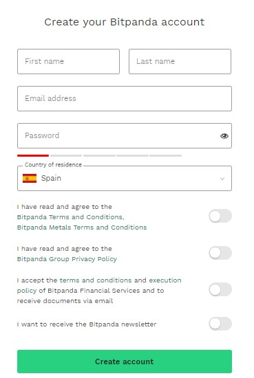 Crear cuenta Bitpanda, una de las plataformas recomendadas para comprar LINK