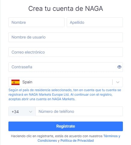 Crear cuenta Naga Trader
