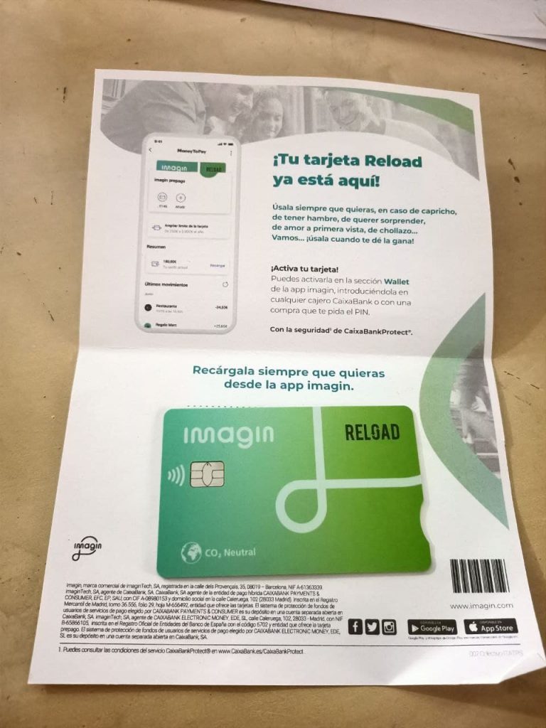 Mi tarjeta Reload de Imagin: 100% gratuita