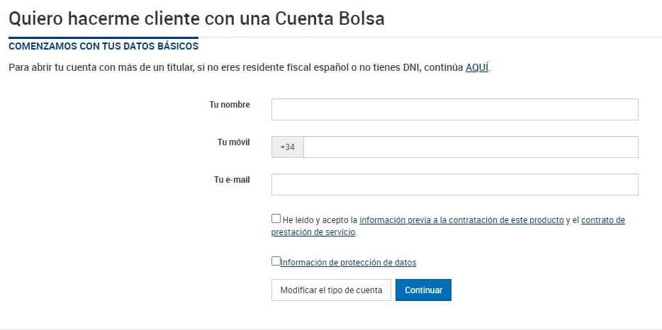 Formulario de registro SelfBank
