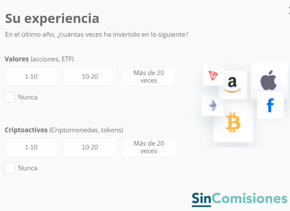 Test de experiencia en trading que realiza eToro