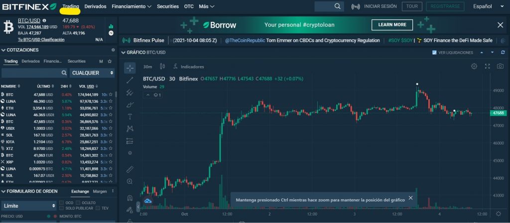 trading bitfinex