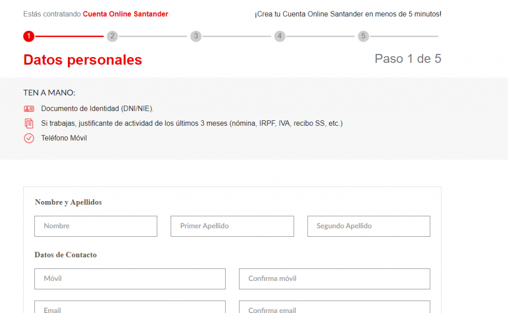 Cómo abrir una cuenta online en el banco Santander: Paso a paso