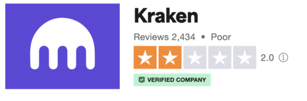 captura de las valoraciones de Kraken en Trustpilot