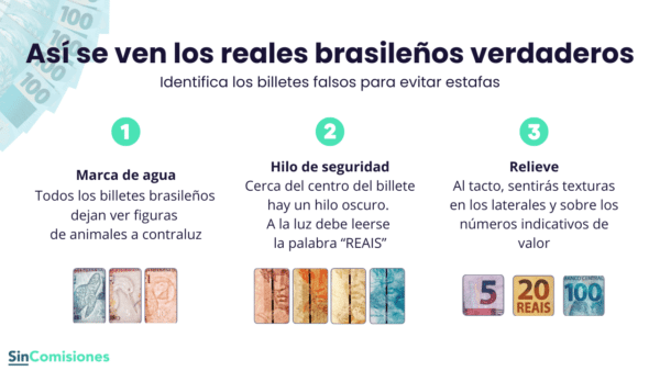 Tres tips para identificar reales brasileños verdaderos en tu estadía en Brasil