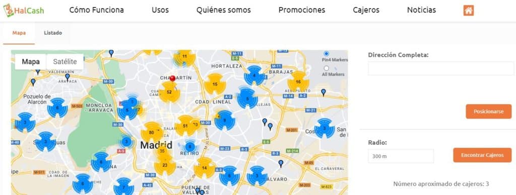 Localizador de cajeros en HalCash