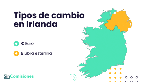 Mapa de los tipos de cambio en Irlanda del Norte y del Sur