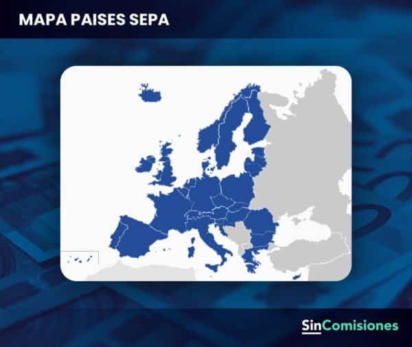 Mapa de los países de la SEPA (Single Euro Payments Area)