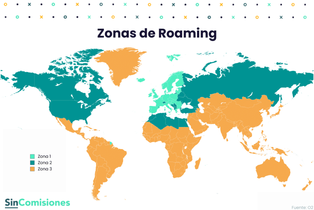 Mapa de las zonas de Roaming en el mundo