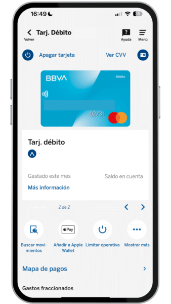 Versión virtual de la tarjeta Aqua del BBVA