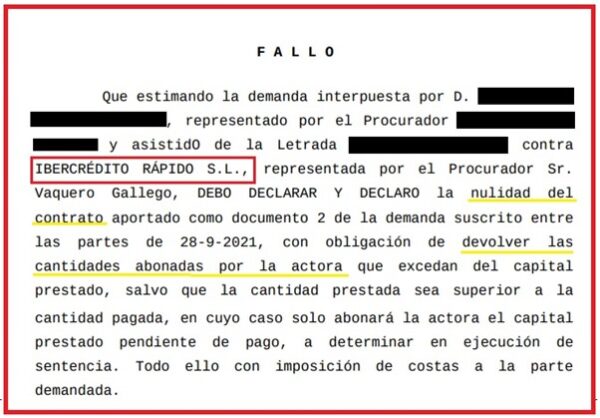 Sentencia 61/2024 del Juzgado de Primera Instancia N. 7 de Alicante, obtenida por nuestro despacho contra Ibercrédito. 