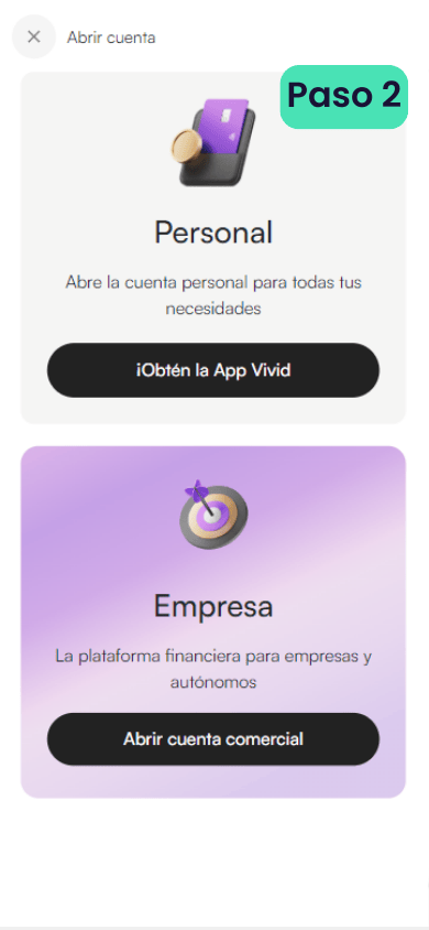 Página de descarga de la app de vivid
