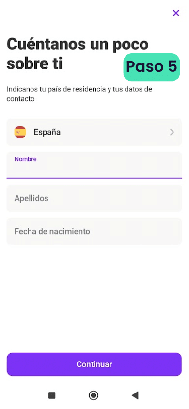 Tercer paso para abrir una cuenta online de Vivid