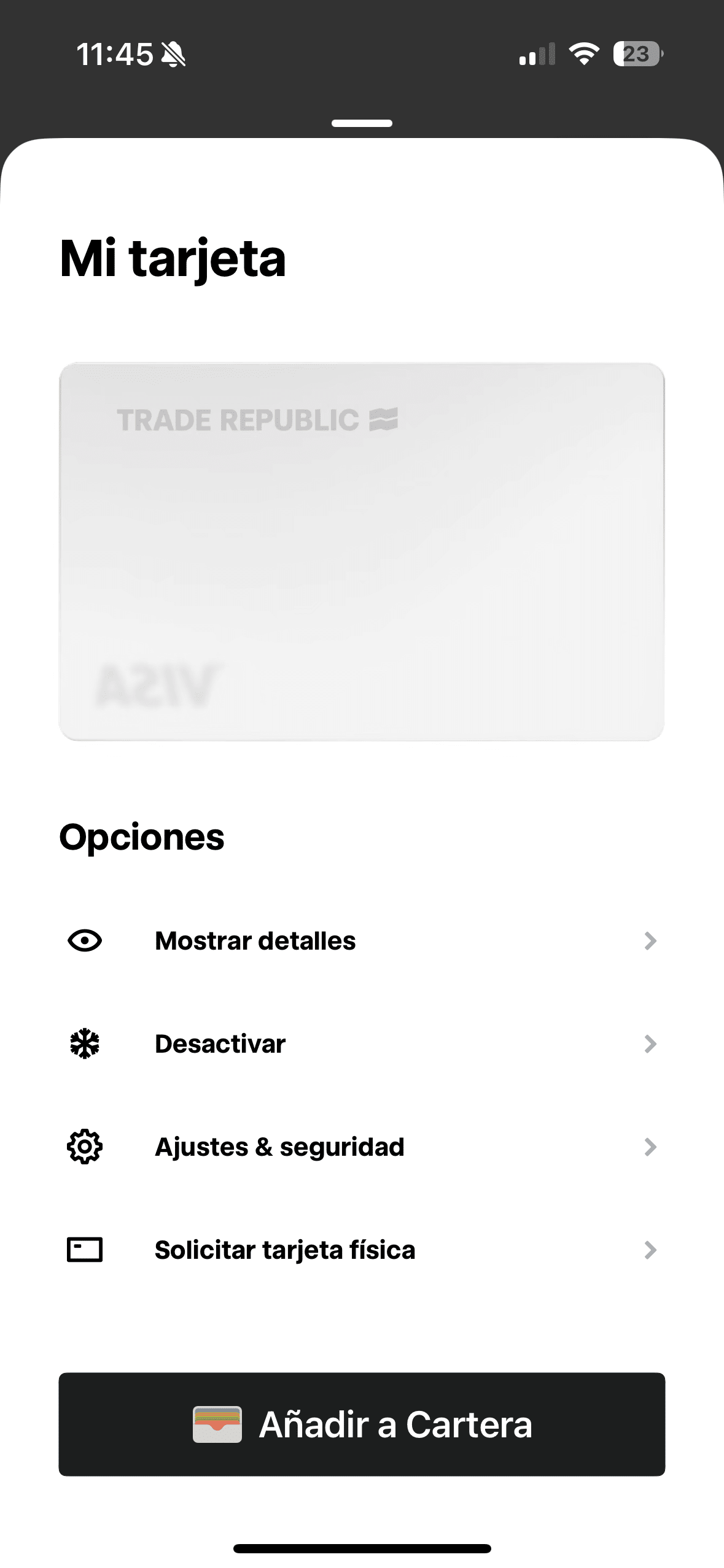 Capturas de pantalla de la aplicación de Trade Republic