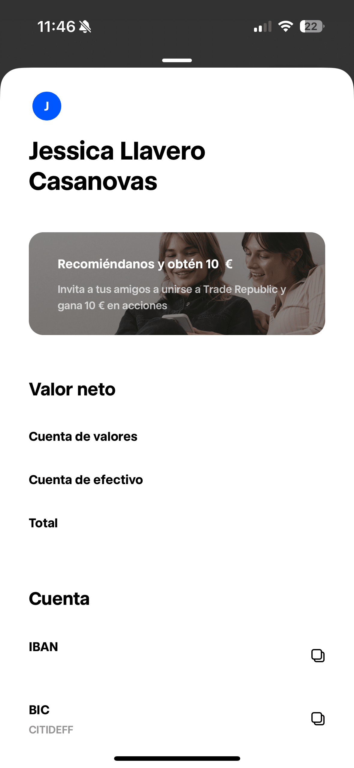 Capturas de pantalla de la aplicación de Trade Republic
