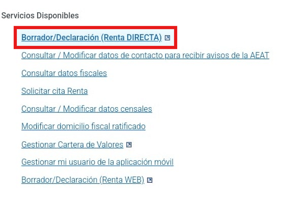 Acceder al borrador de la renta