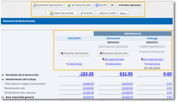 Resumen de la Declaración de la Renta