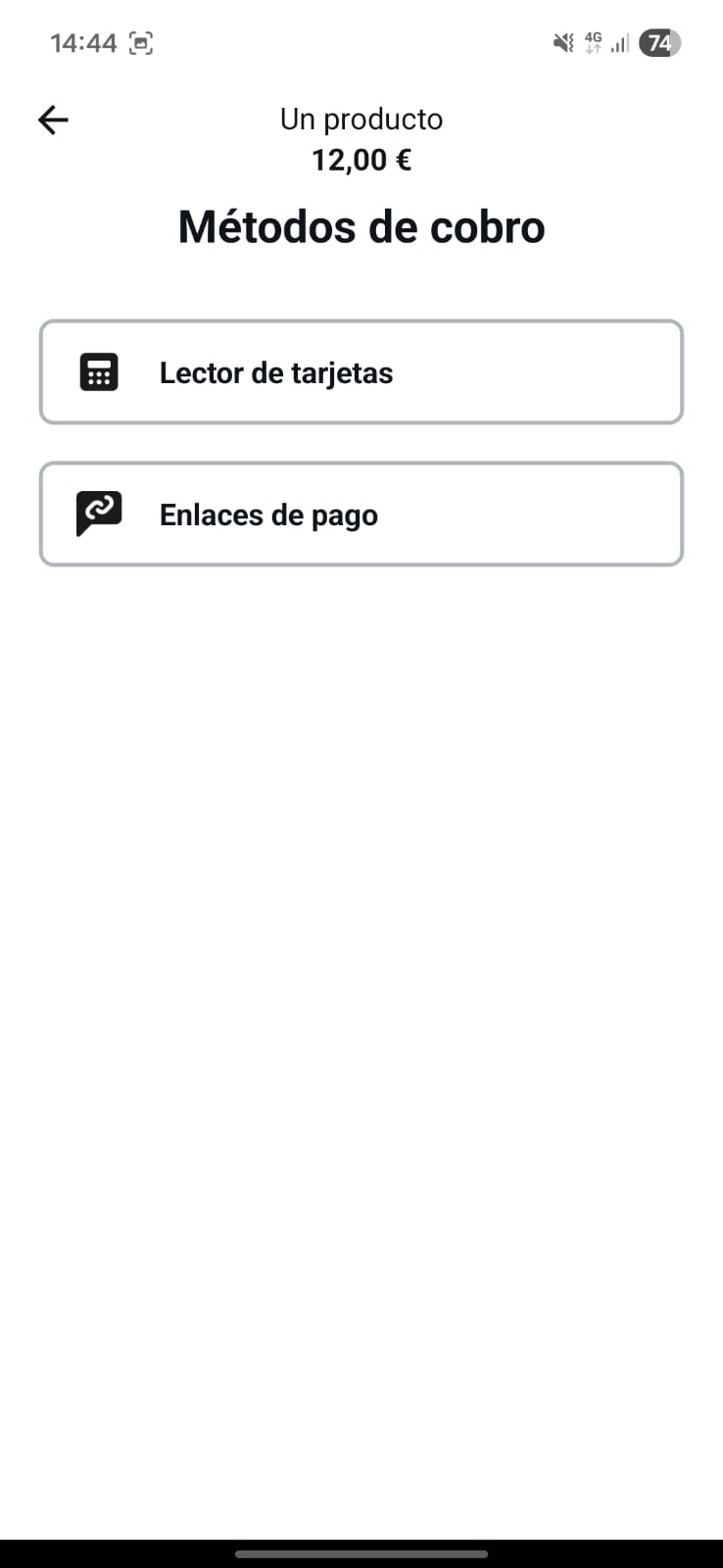 Opciones de pago en la app de SumUp