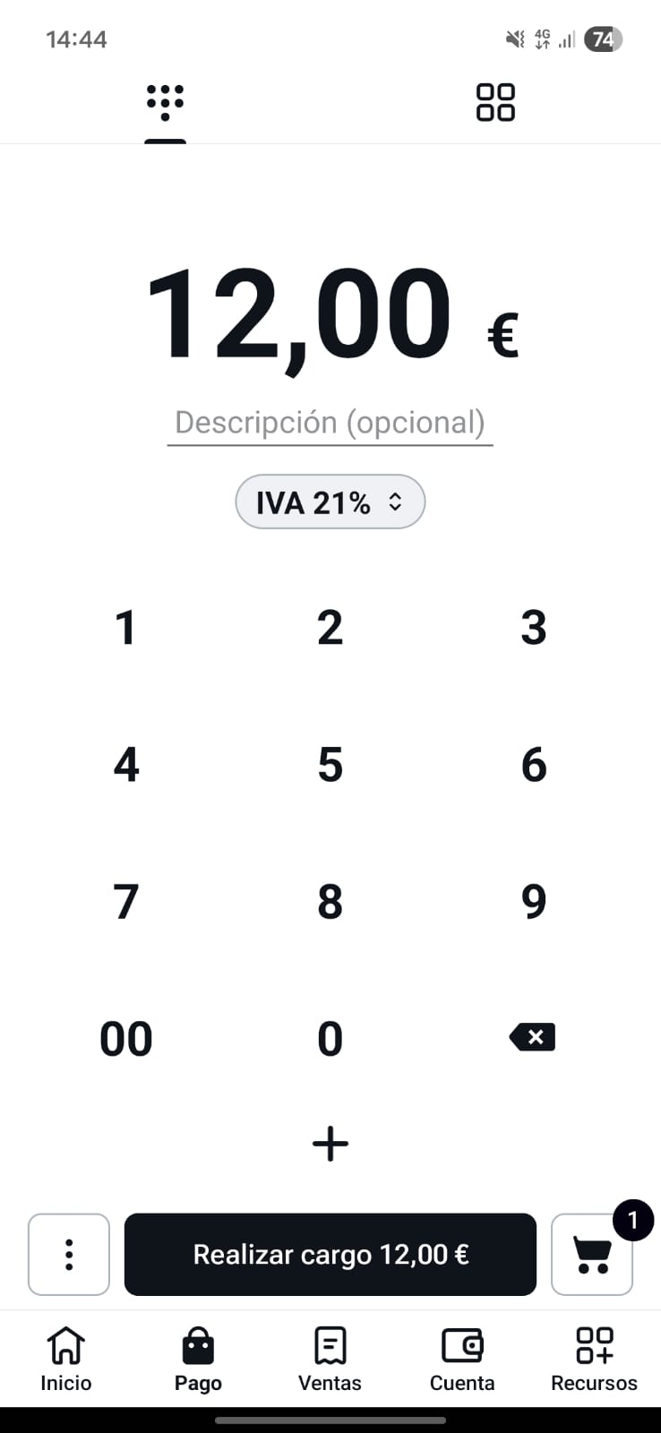 Importe en la app de SumUp