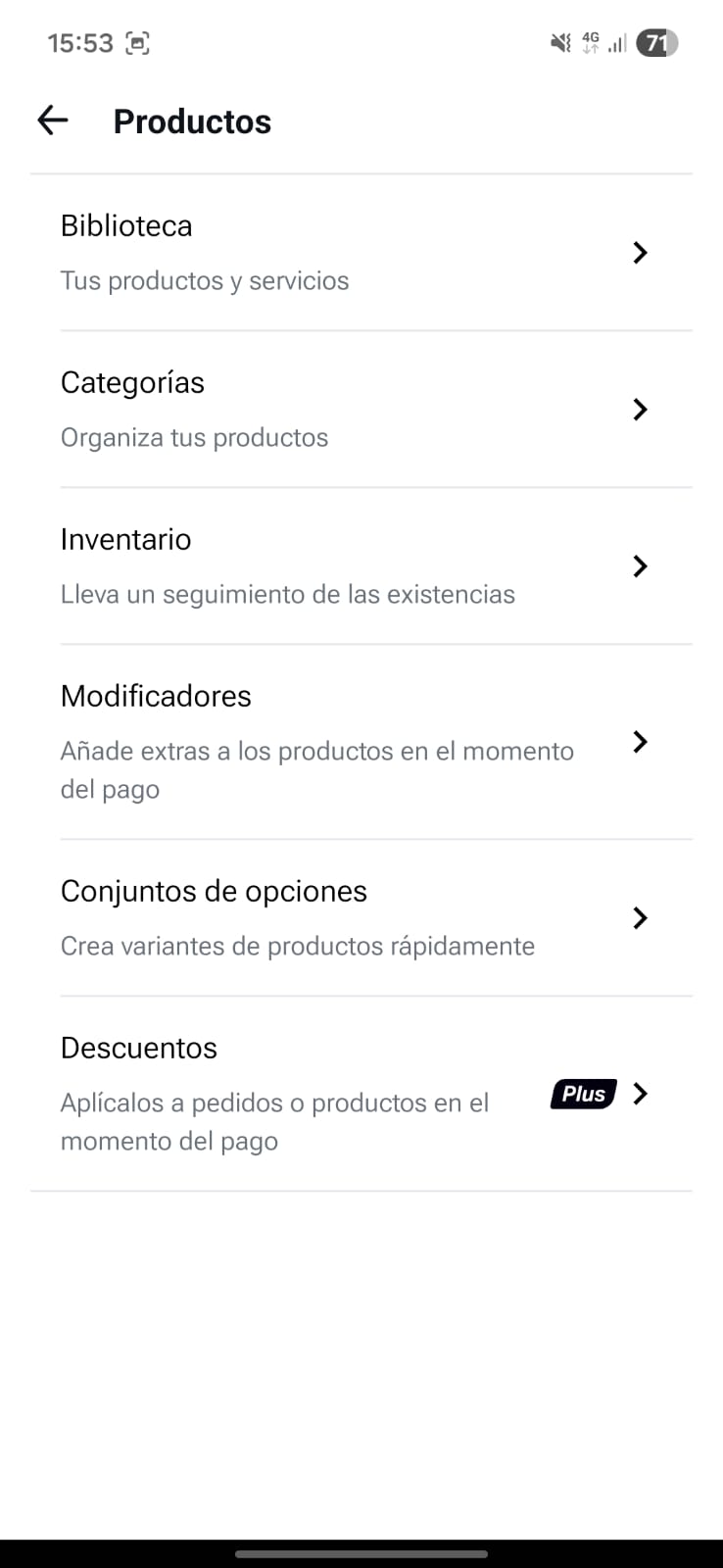 Gestión de inventario en la app de SumUp