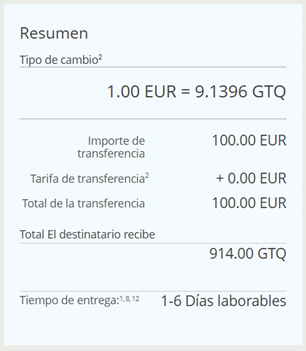 Comisiones por enviar dinero a Guatemala con Western Union