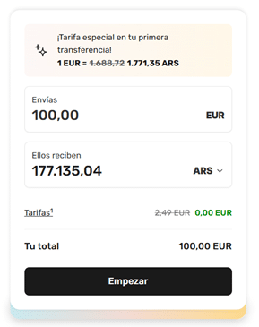 Comisiones por enviar dinero a Argentina con MoneyGram