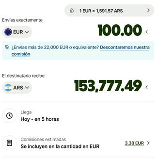 Comisiones por enviar dinero a Argentina con N26