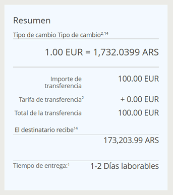 Comisiones por enviar dinero a Argentina con Western Union