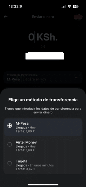 Enviar dinero a Kenia con Revolut