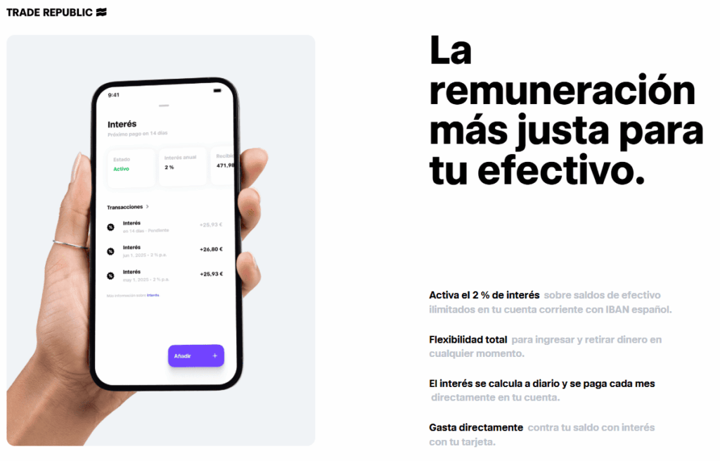 Características de la cuneta remunerada de Trade Republic