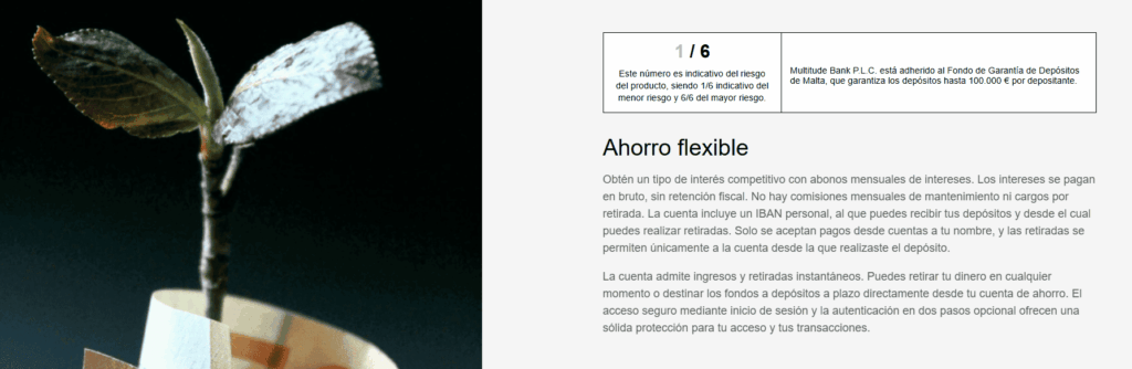 Características de la Cuenta Ahorro Flexible remunerada de Ferratum